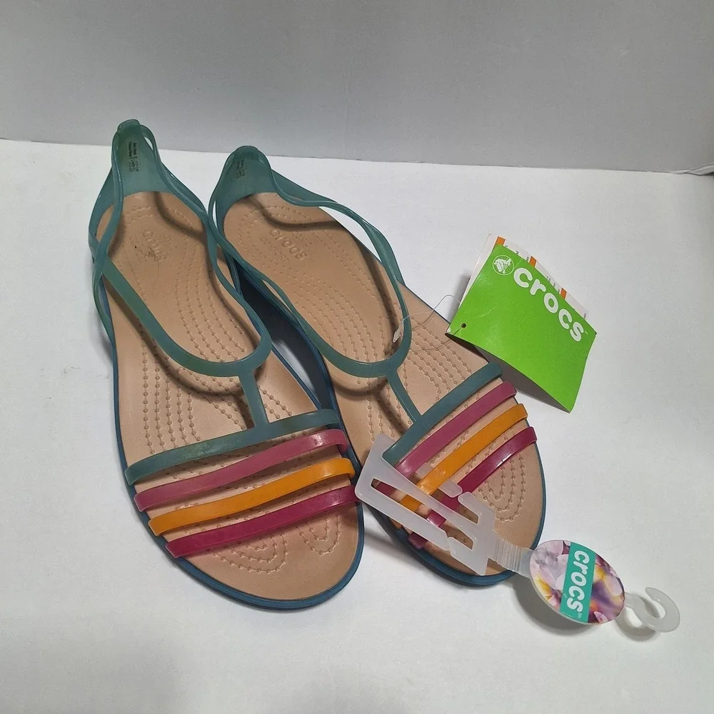 Crocs Isabella Flats Sandals Women 11 Island Strappy Jelly Slip On Huarache Shoe